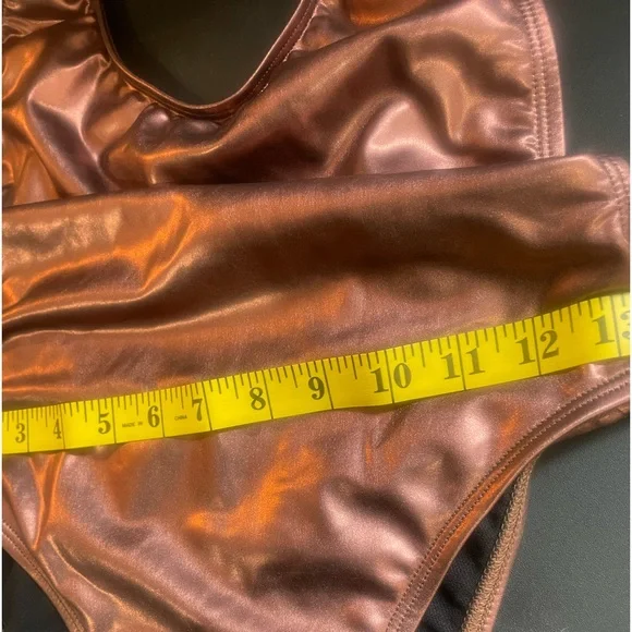 Bronze golden brown, one piece metallic swimsuit,bathing suit size small - Picture 10 of 11